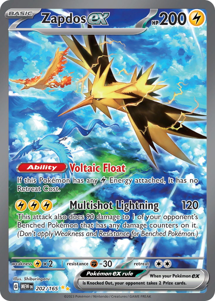 Zapdos ex 202/165 Special Illustration Rare | 151 | Pokemon Zapdos ex 202/165 Special Illustration Rare | 151 | Pokemon