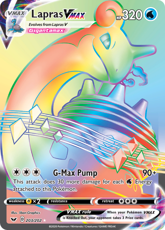 Lapras VMAX 203/202 Rare Rainbow | Sword & Shield | Pokemon Card