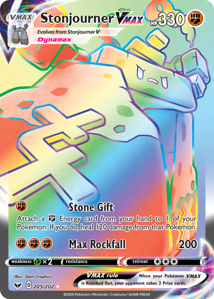 Stonjourner VMAX 205/202 Rare Rainbow | Sword & Shield | Pokemon Card