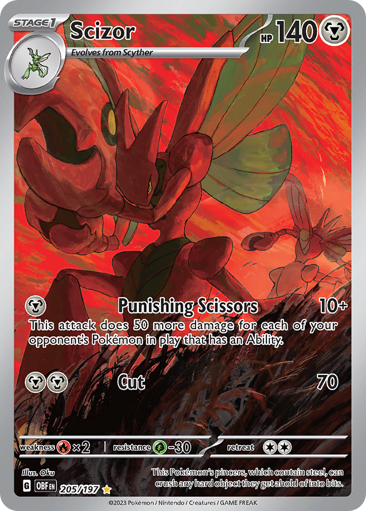 Scizor 205/197 Illustration Rare | Obsidian Flames | Pokemon Card