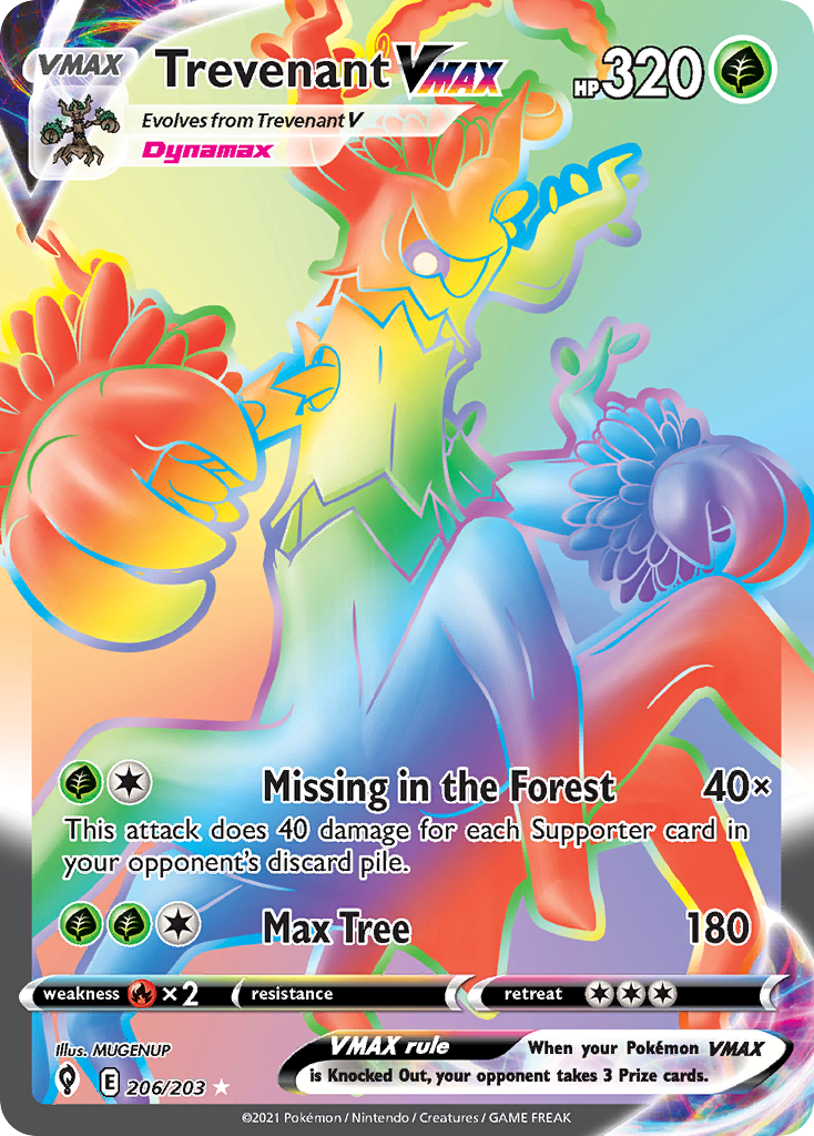 Trevenant VMAX 206/203 Rare Rainbow | Evolving Skies | Pokemon Card
