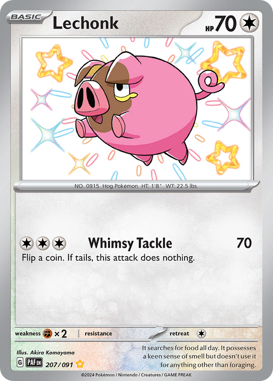 Lechonk 207/91 Shiny Rare | Paldean Fates | Pokemon Card