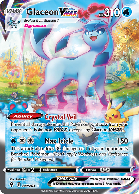 Glaceon VMAX 209/203 Rare Rainbow | Evolving Skies | Pokemon Card