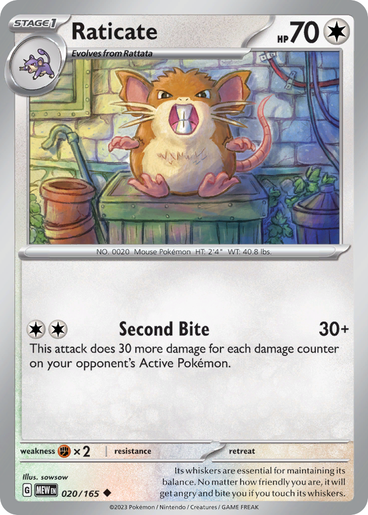 Raticate 20/165 Uncommon | 151 | Pokemon Card