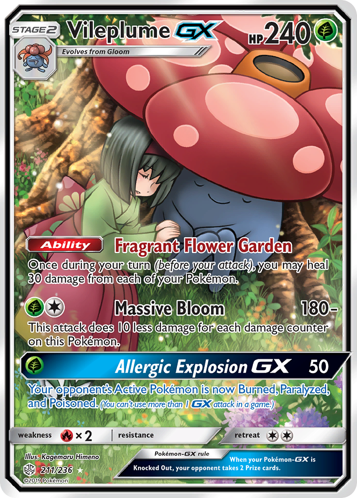 Vileplume-GX 211/236 Rare Ultra | Cosmic Eclipse | Pokemon Card