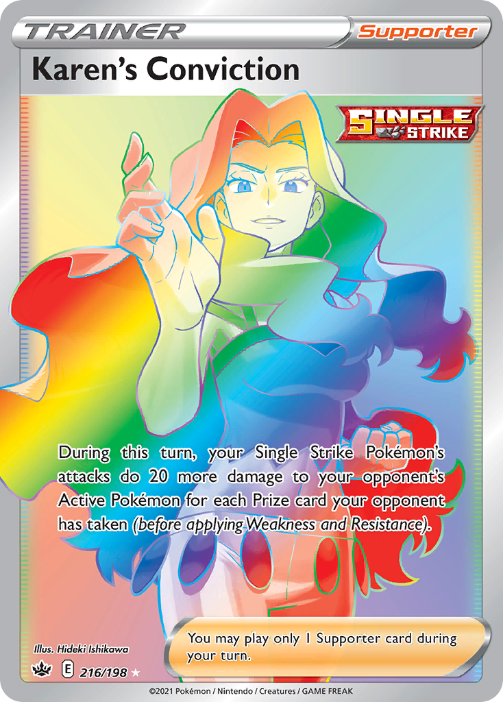 Karen's Conviction 216/198 Rare Rainbow | Chilling Reign | Pokemon Card