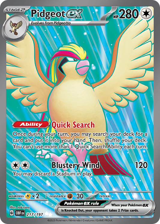 Pidgeot ex 217/197 Ultra Rare | Obsidian Flames | Pokemon Card