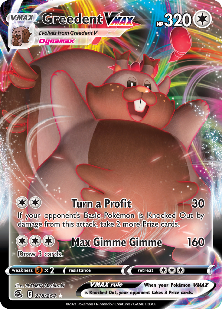 Greedent VMAX 218/264 Rare Holo VMAX | Fusion Strike | Pokemon Card
