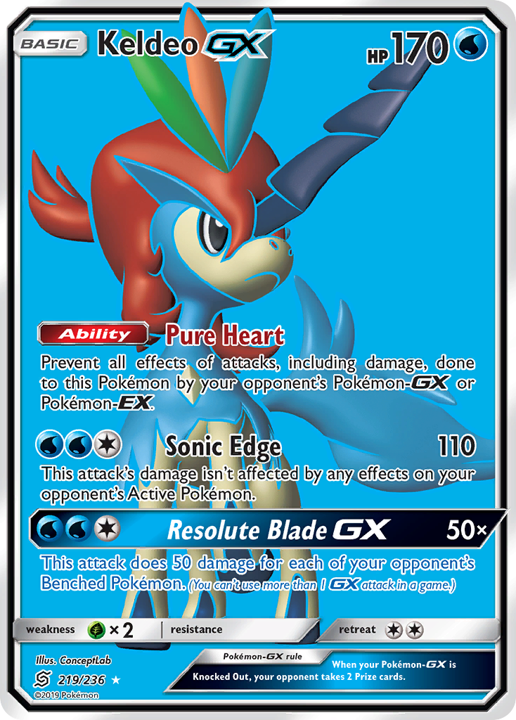 Keldeo-GX 219/236 Rare Ultra | Unified Minds | Pokemon Card