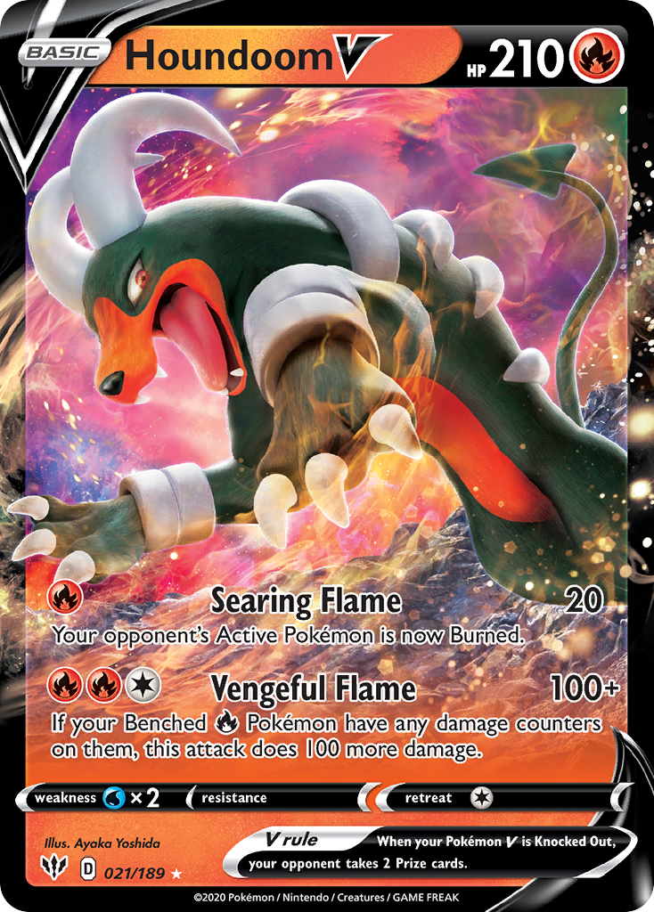 Houndoom V 21/189 Rare Holo V | Darkness Ablaze | Pokemon Card