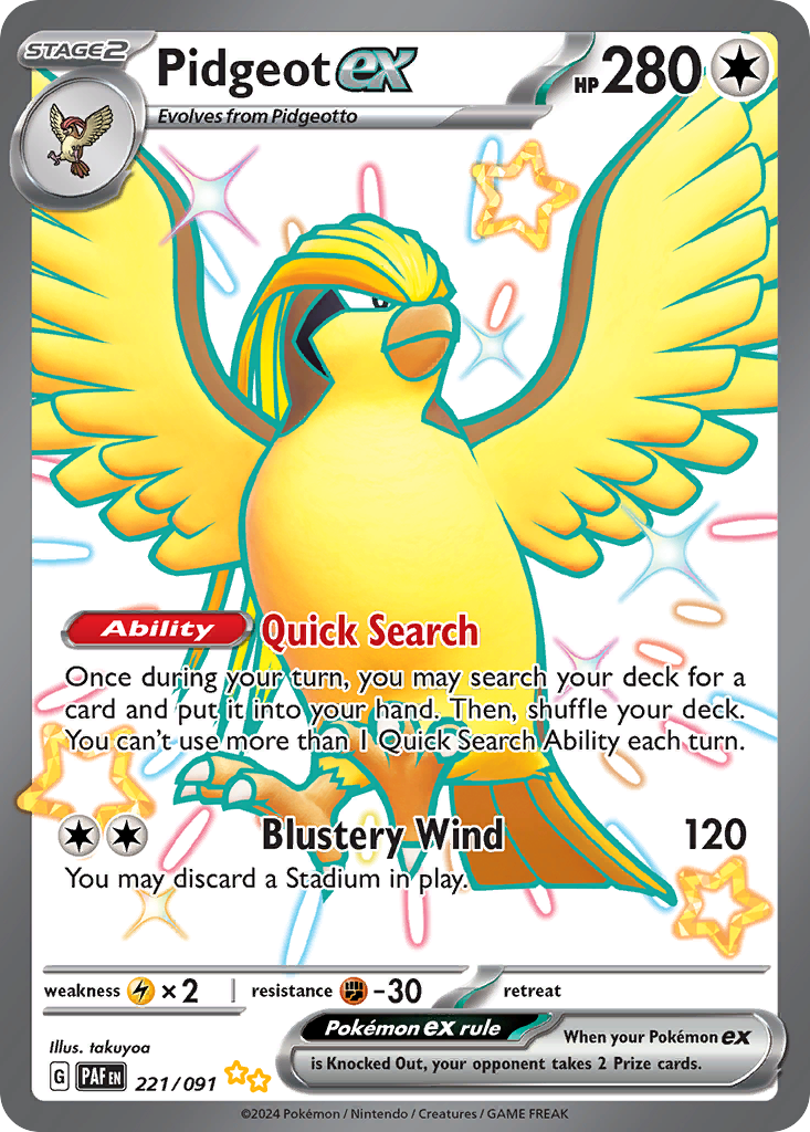 Pidgeot ex 221/91 Shiny Ultra Rare | Paldean Fates | Pokemon