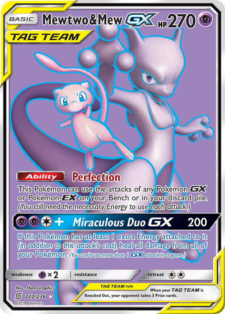 Mewtwo & Mew-GX 222/236 Rare Ultra | Unified Minds | Pokemon Card