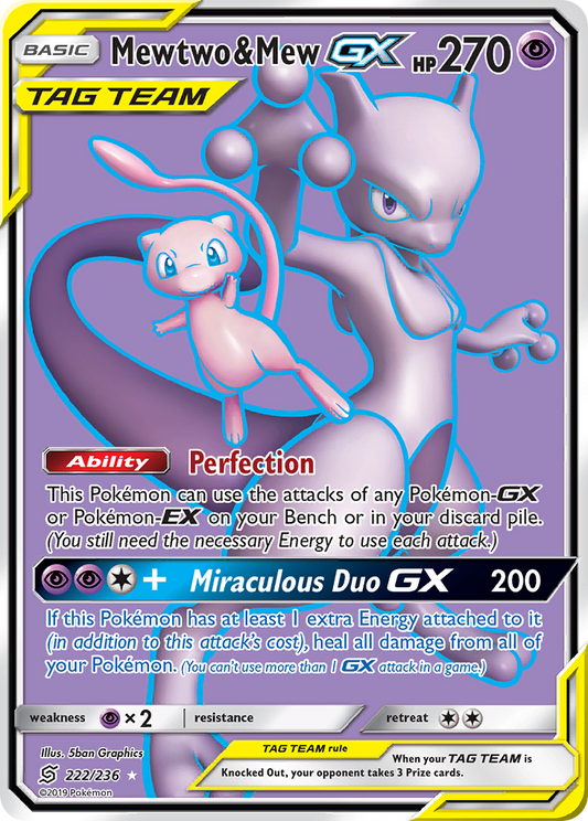 Mewtwo & Mew-GX 222/236 Rare Ultra | Unified Minds | Pokemon Card