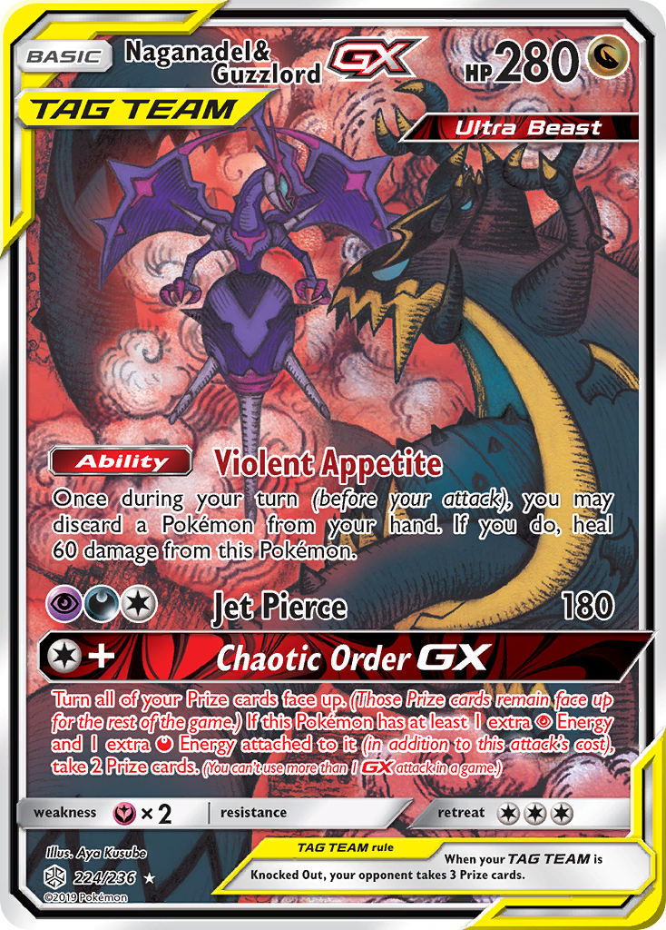 Naganadel & Guzzlord-GX 224/236 Rare Ultra | Cosmic Eclipse | Pokemon Card