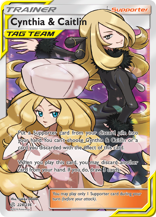 Cynthia & Caitlin 228/236 Rare Ultra | Cosmic Eclipse | Pokemon Card