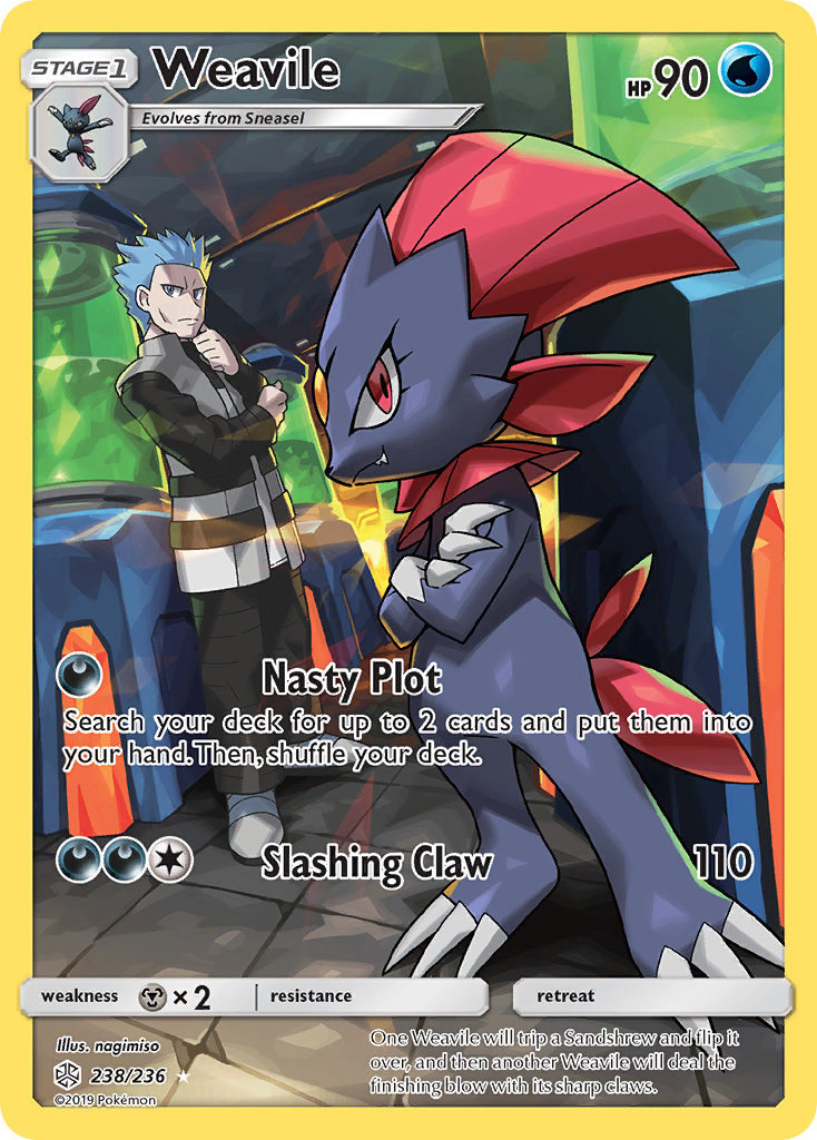 Weavile 238/236 Rare Secret | Cosmic Eclipse | Pokemon Card