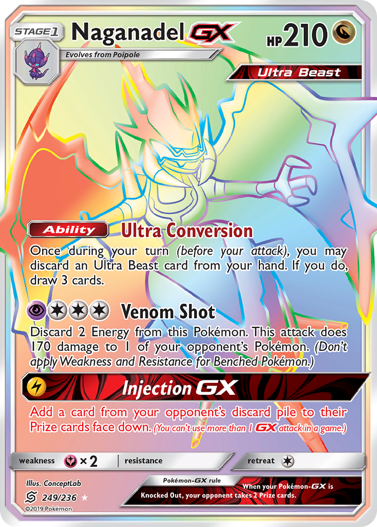 Naganadel-GX 249/236 Rare Rainbow | Unified Minds | Pokemon Card