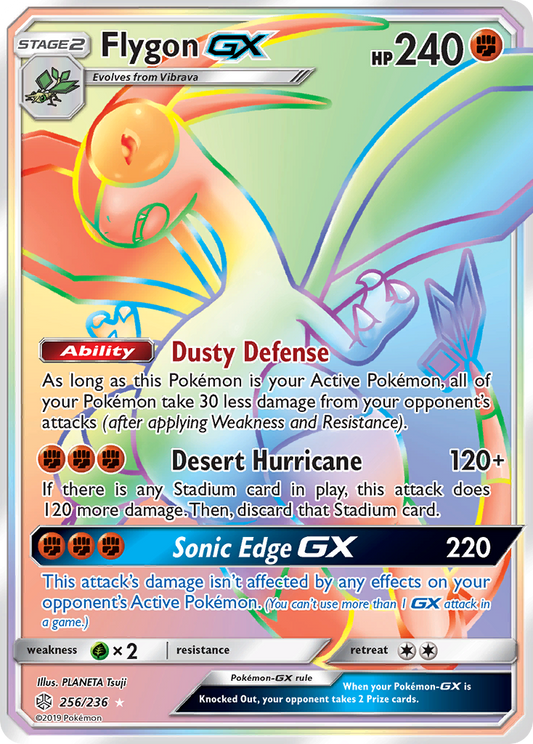 Flygon-GX 256/236 Rare Rainbow | Cosmic Eclipse | Pokemon Card