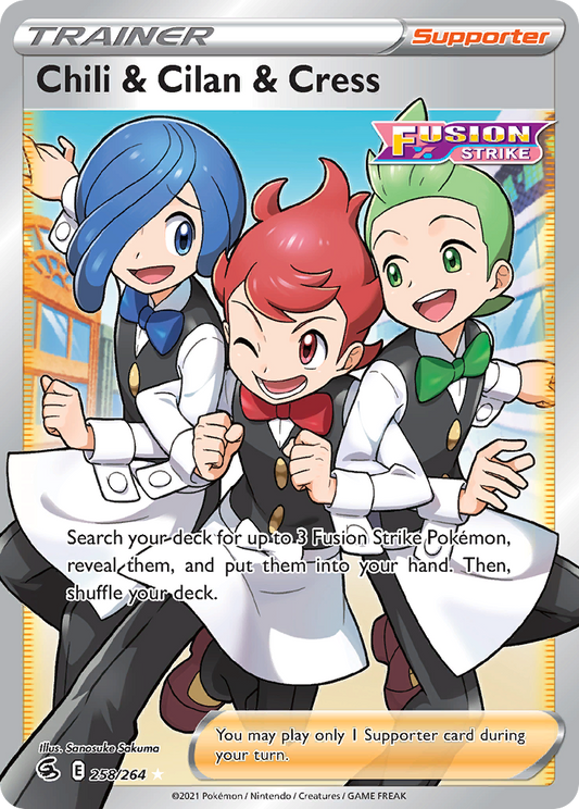 Chili & Cilan & Cress 258/264 Rare Ultra | Fusion Strike | Pokemon Card