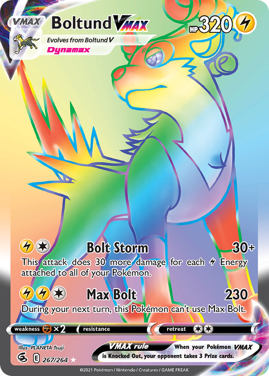 Boltund VMAX 267/264 Rare Rainbow | Fusion Strike | Pokemon Card