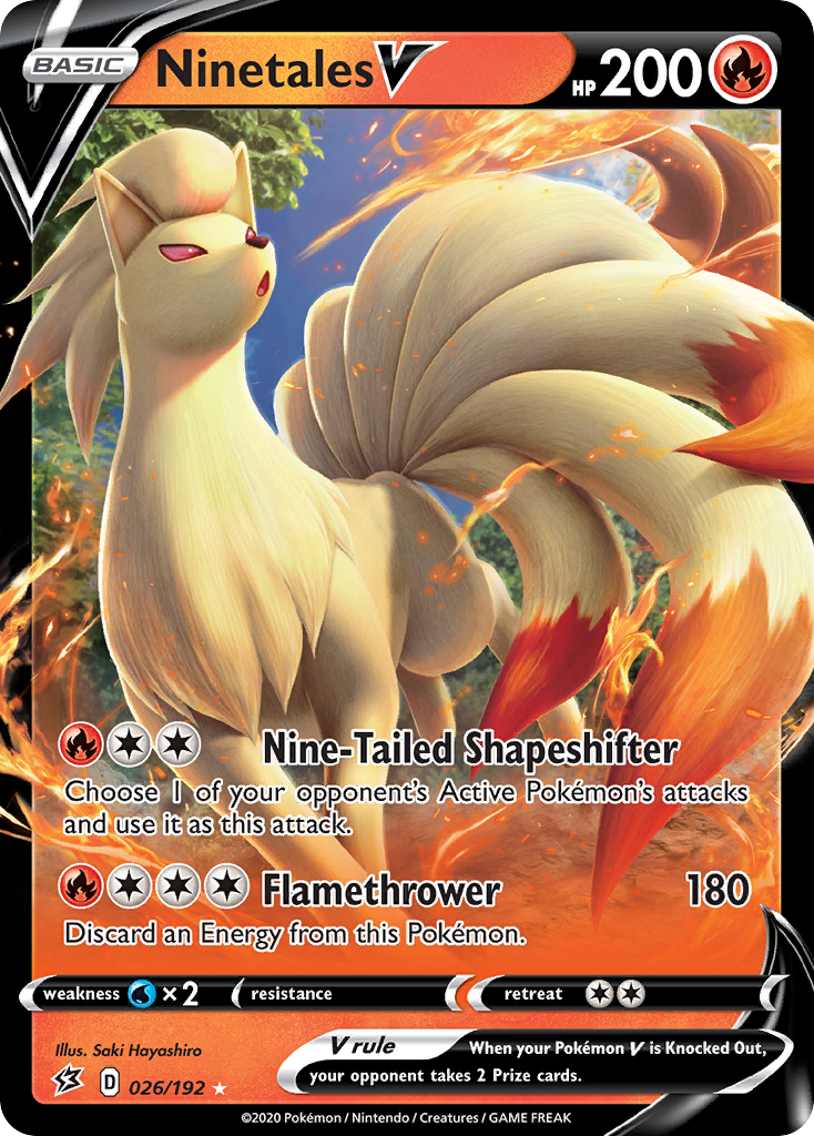 Ninetales V 26/192 Rare Holo V | Rebel Clash | Pokemon Card