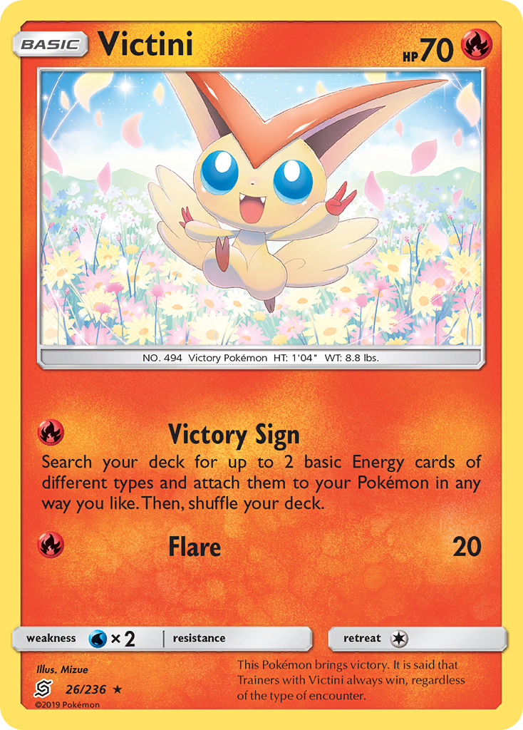Victini 26/236 Rare Holo | Unified Minds | Pokemon Card