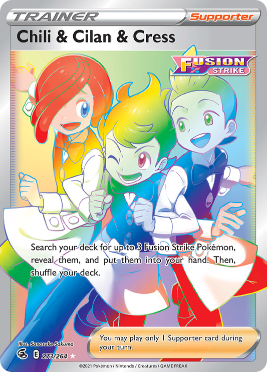 Chili & Cilan & Cress 273/264 Rare Rainbow | Fusion Strike | Pokemon Card