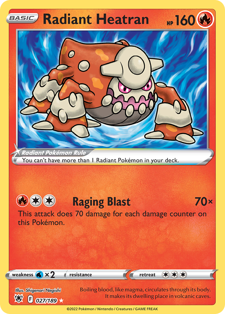 Radiant Heatran 27/189 Radiant Rare | Astral Radiance | Pokemon Card
