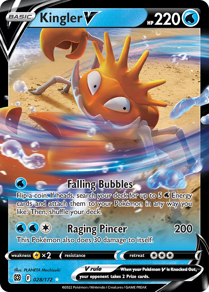 Kingler V 28/172 Rare Holo V | Brilliant Stars | Pokemon Card