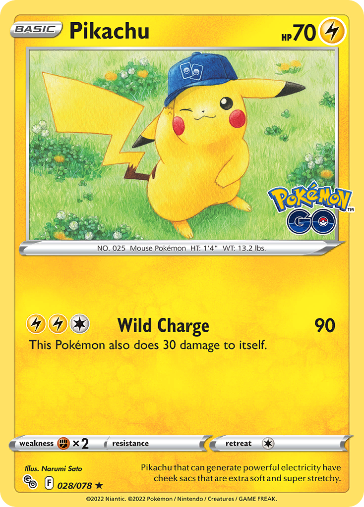 Pikachu 28/78 Rare Holo | Pokémon GO | Pokemon Card