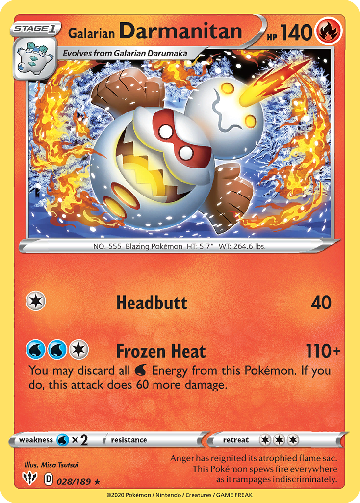 Galarian Darmanitan 28/189 Rare | Darkness Ablaze | Pokemon Card