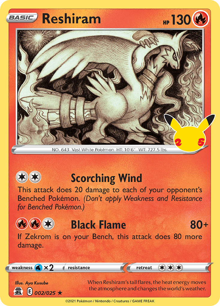 Buy Reshiram Rare | Celebrations | Pokemon Card Australia  Brickheads  Collectables