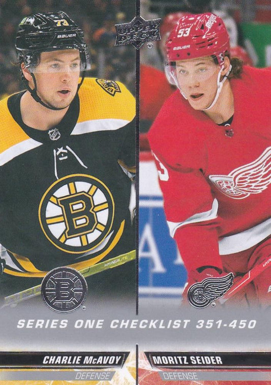 Charlie McAvoy / Moritz Seider 
CL, UER #450 Boston Bruins / Detroit Red Wings | 2022-23 Upper Deck | NHL Card