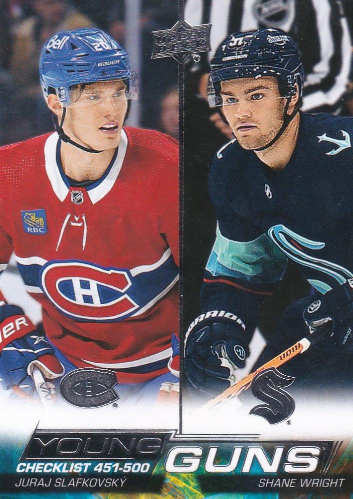 Young Guns Checklist (Juraj Slafkovsky / Shane Wright)
YG, CL #500 Montreal Canadiens / Seattle Kraken | 2022-23 Upper Deck | NHL Card