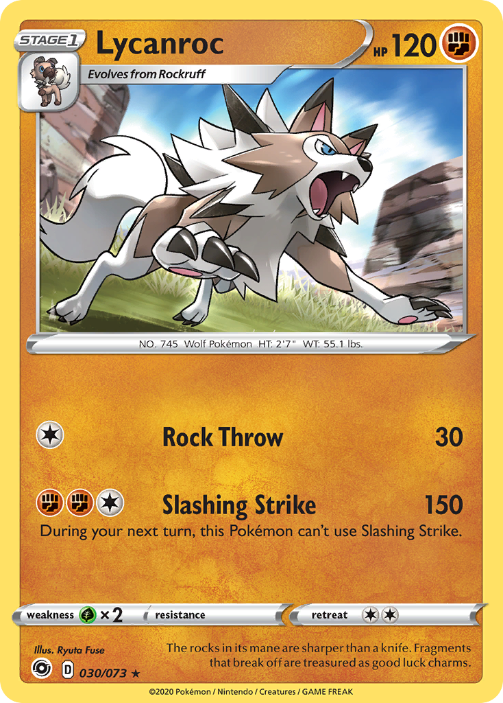 Lycanroc 30/73 Rare Holo | Champion's Path | Pokemon Card