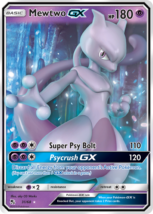Mewtwo-GX 31/68 Rare Holo GX | Hidden Fates | Pokemon Card