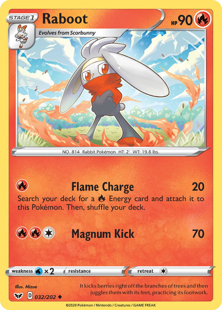 Raboot 32/202 Uncommon | Sword & Shield | Pokemon Card