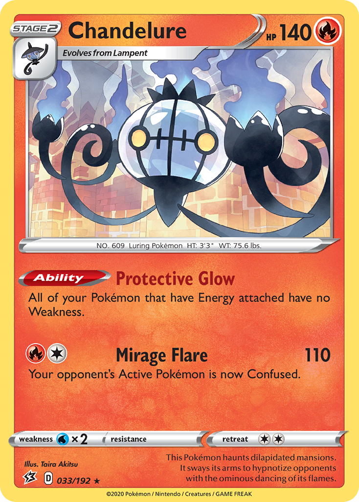 Chandelure 33/192 Rare Holo | Rebel Clash | Pokemon Card