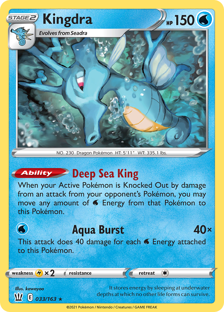 Kingdra 33/163 Rare Holo | Battle Styles | Pokemon Card