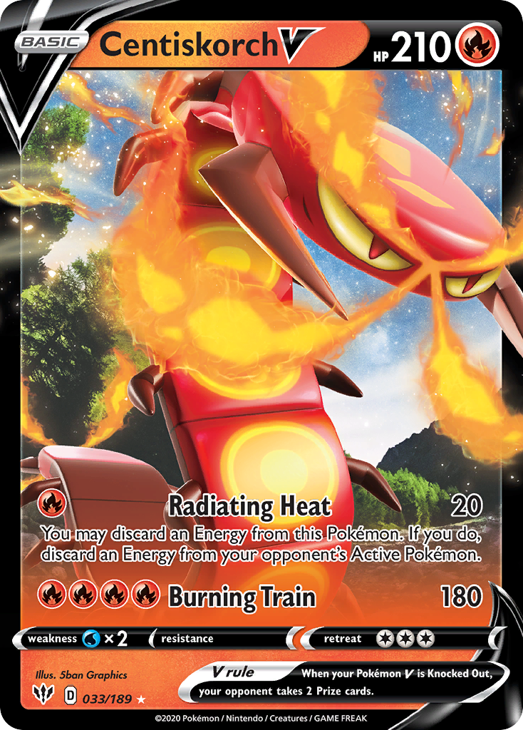 Centiskorch V 33/189 Rare Holo V | Darkness Ablaze | Pokemon Card