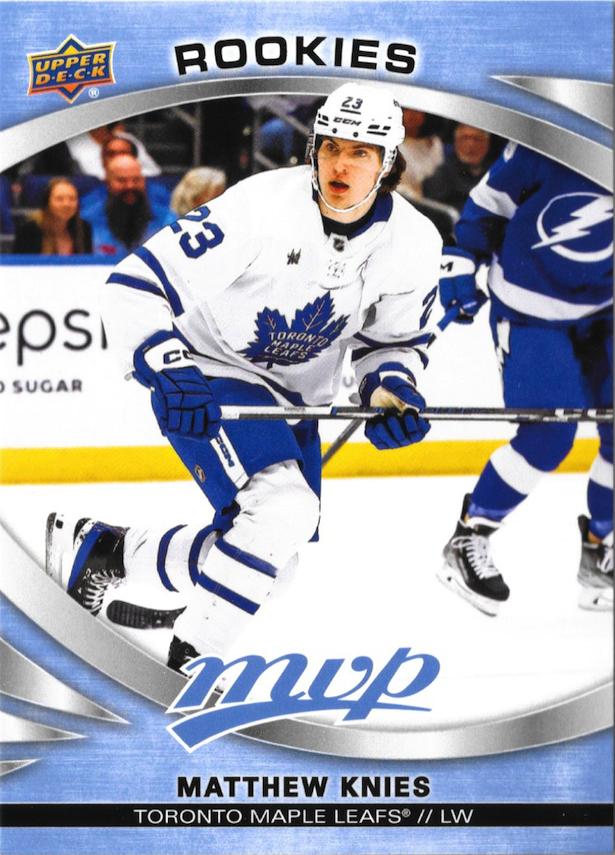 Matthew Knies 
ROO, RC #244 Toronto Maple Leafs | 2023-24 Upper Deck MVP | NHL Card