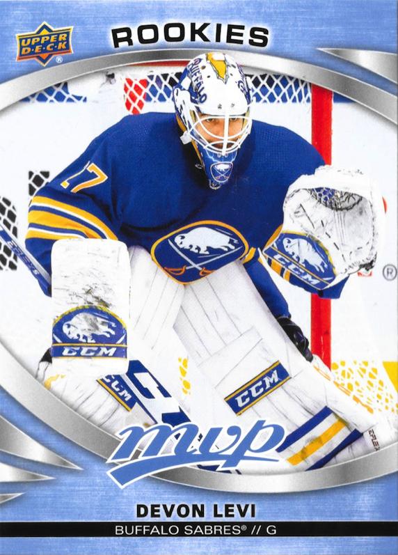 Devon Levi 
ROO, RC #249 Buffalo Sabres | 2023-24 Upper Deck MVP | NHL Card