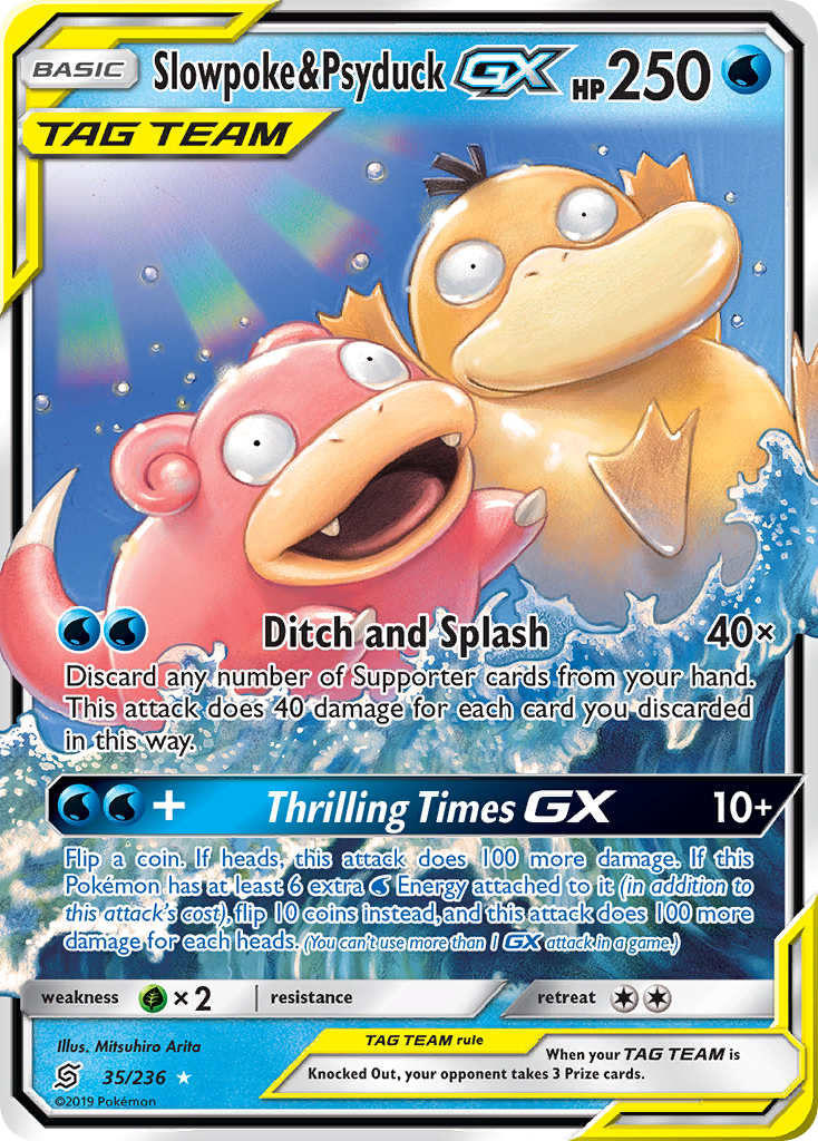 Slowpoke & Psyduck-GX 35/236 Rare Holo GX | Unified Minds | Pokemon Card