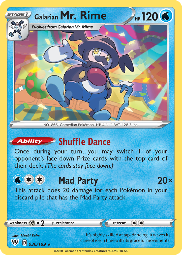Galarian Mr. Rime 36/189 Rare | Darkness Ablaze | Pokemon Card
