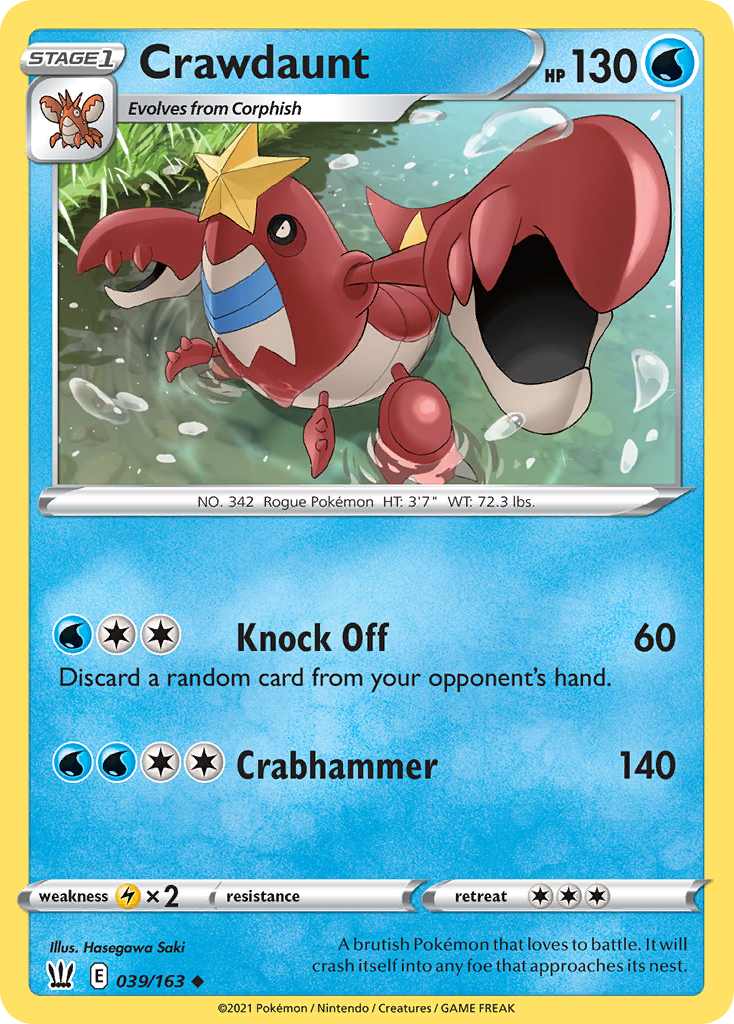 Crawdaunt 39/163 Uncommon | Battle Styles | Pokemon Card