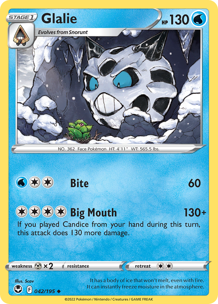 Glalie 42/195 Uncommon | Silver Tempest | Pokemon Card