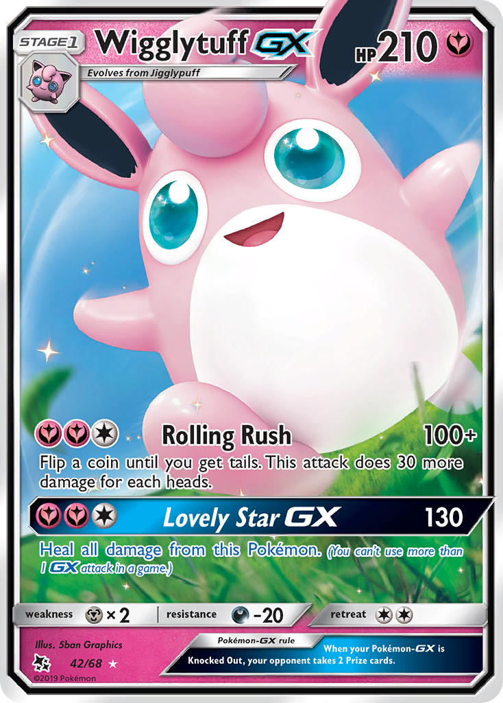 Wigglytuff-GX 42/68 Rare Holo GX | Hidden Fates | Pokemon Card