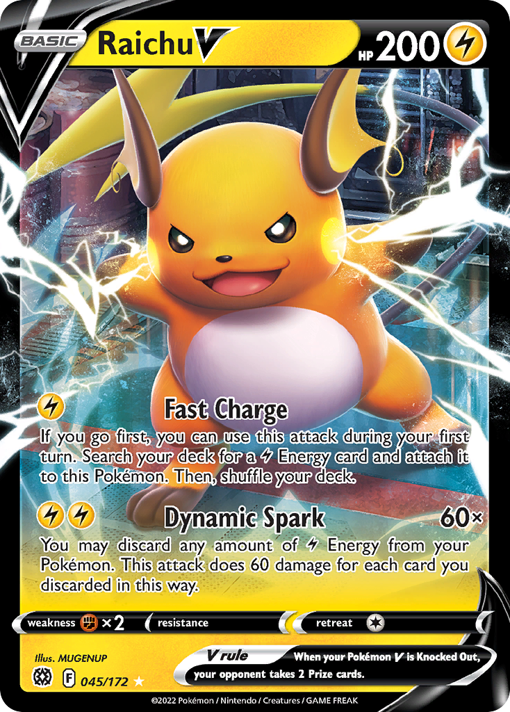 Raichu V 45/172 Rare Holo V | Brilliant Stars | Pokemon Card