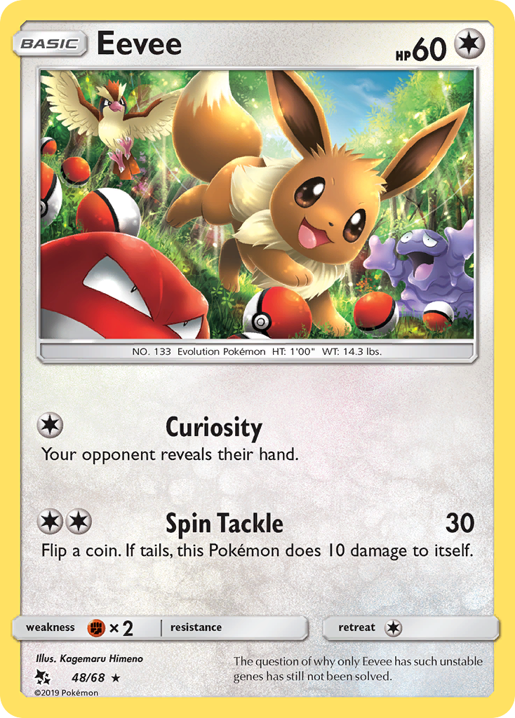 Eevee 48/68 Rare Holo | Hidden Fates | Pokemon Card