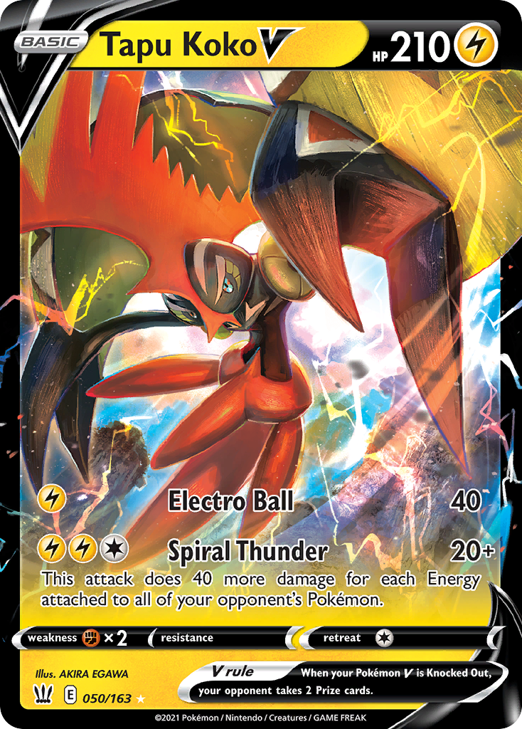 Tapu Koko V 50/163 Rare Holo V | Battle Styles | Pokemon Card